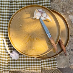 Assiette plate en grès D27,5cm - jaune argan