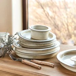 Assiette plate en grès D26cm - blanc ventoux