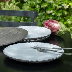 Assiette plate en grès D28cm - blanc