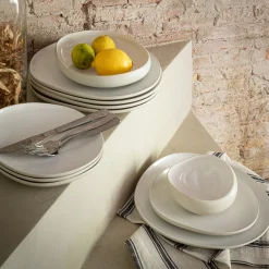 Assiette plate en grès D27cm - blanc ventoux