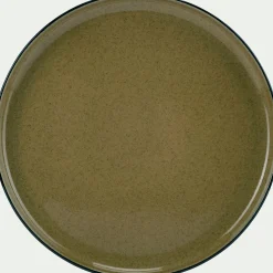 Assiette plate en grès D27,7cm - vert mousse