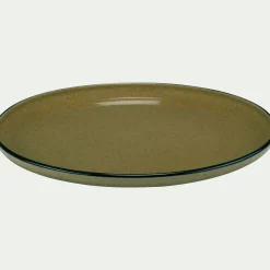 Assiette plate en grès D27,7cm - vert mousse