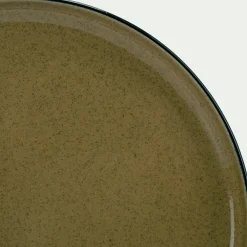 Assiette plate en grès D27,7cm - vert mousse