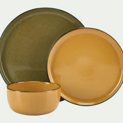 Assiette plate en grès D27,7cm - vert mousse