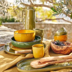 Assiette plate en grès D27,7cm - vert mousse