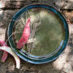 Assiette plate en grès D27cm - vert cèdre