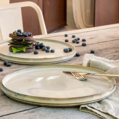 Assiette plate en grès D27cm - beige
