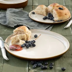 Assiette plate en grès D27,5cm - brun laquier