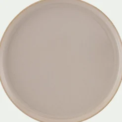 Assiette plate en grès D27,5cm - brun laquier