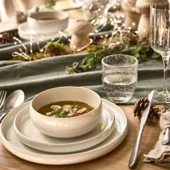 Assiette plate en grès moucheté D26,5cm - blanc