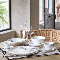 Assiette plate en porcelaine D25cm - blanc