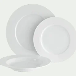 Assiette plate en porcelaine D21cm - blanc