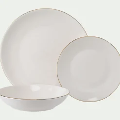 Assiette plate en porcelaine avec liseré doré D26,8cm - blanc