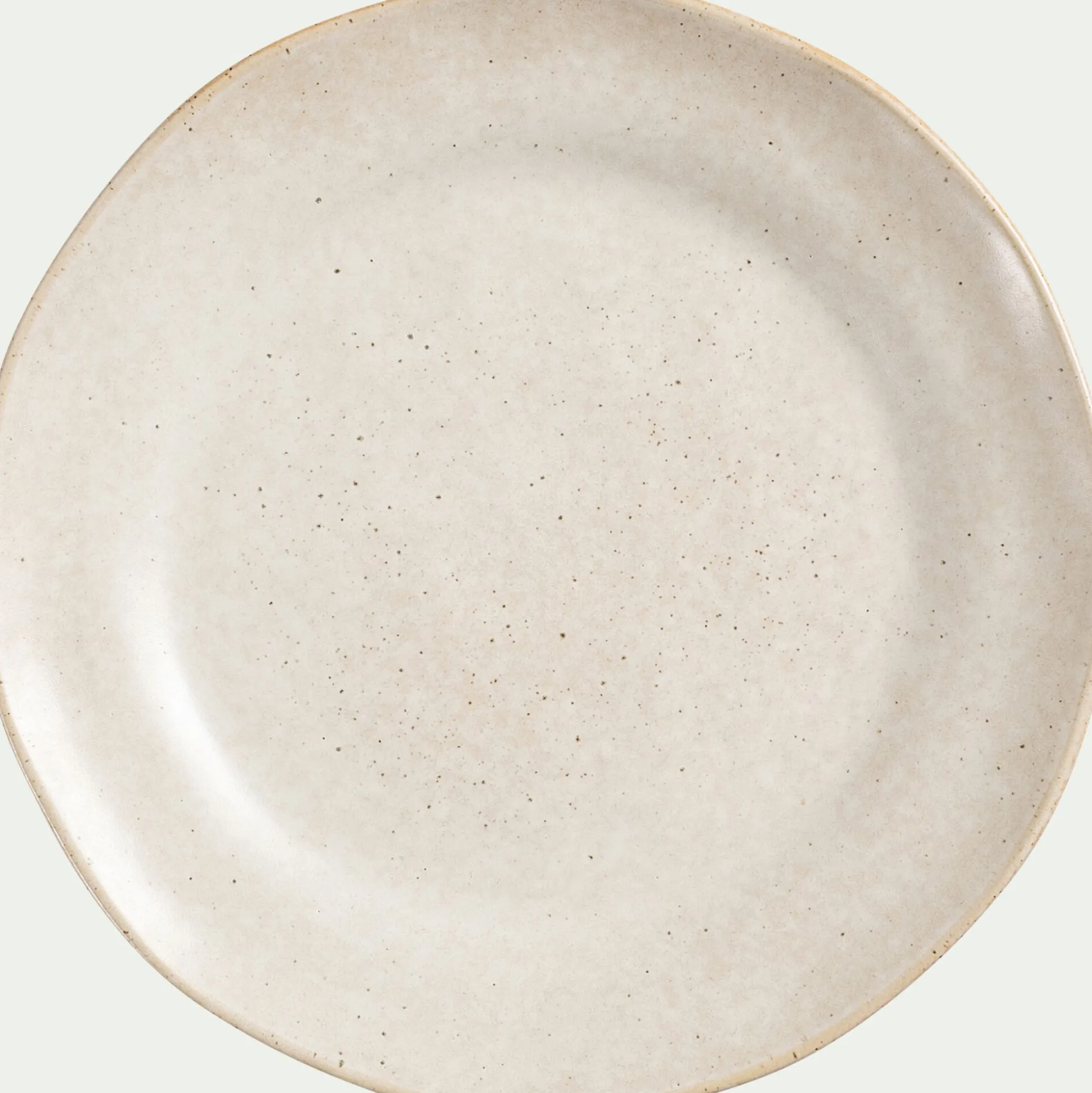 Assiette plate mouchetée en porcelaine D27cm - blanc dune