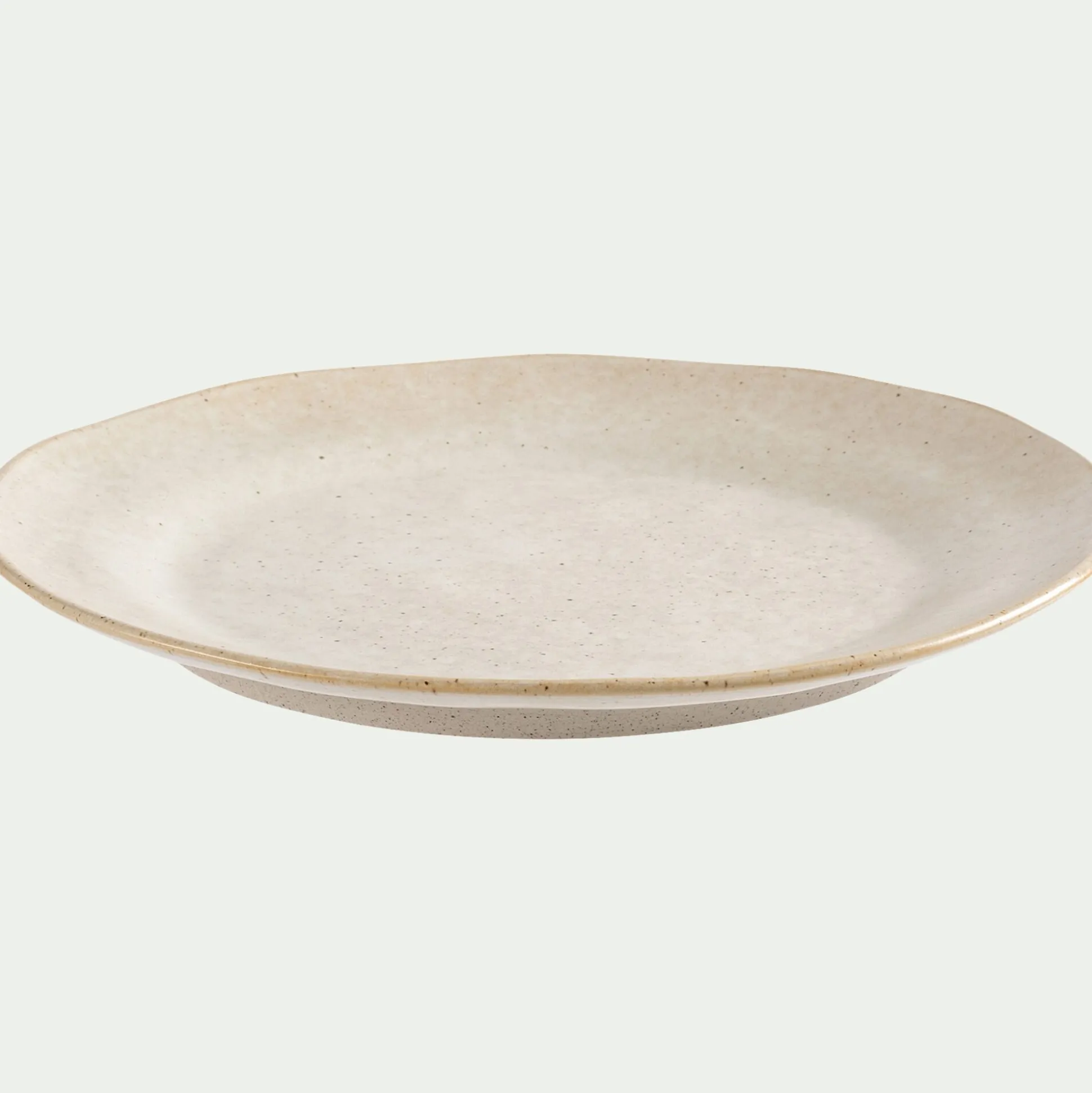 Assiette plate mouchetée en porcelaine D27cm - blanc dune