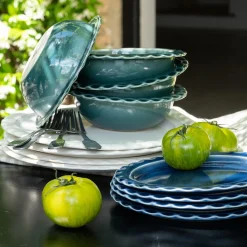 Assiette plate ondulée en grès D27,5cm - blanc ventoux