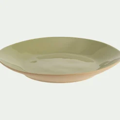 Assiette plate organique en grès D26,7cm - vert avocado