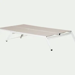 Bain de soleil double en aluminium et textilène - gris