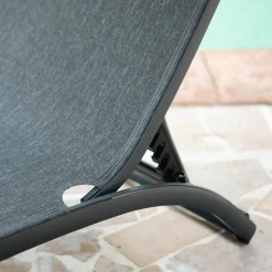 Bain de soleil en aluminium et textilène - noir