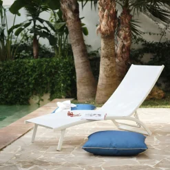 Bain de soleil en aluminium et textilène - blanc