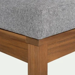 Banquette de jardin en acacia et coussin - gris (2 places)