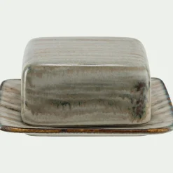 Beurrier en grès réactif 9,5x12,5cm - gris