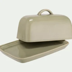 Beurrier en grès 13x20cm - vert