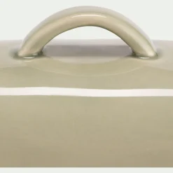 Beurrier en grès 13x20cm - vert