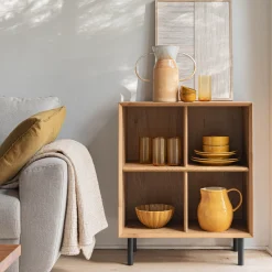 Bibliothèque 4 cases en bois L70xl36xH70cm - bois clair