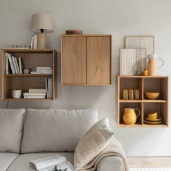 Bibliothèque 2 cases en bois L70xl36xH70cm - bois clair