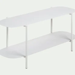 Bibliothèque 2 tablettes en acier - blanc L100,50xH46cm
