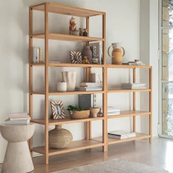 Bibliothèque 5 étagères en chêne L90xl35,5xH176,5cm - bois clair