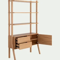 Bibliothèque en chêne massif L118xl42xH192cm - bois clair