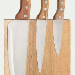 Bloc de 3 couteaux en acacia