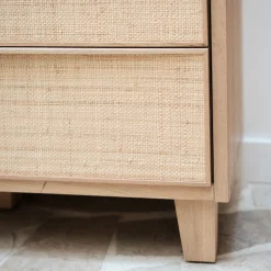 Bloc de 2 grands tiroirs en chêne et raphia L82cm - bois clair