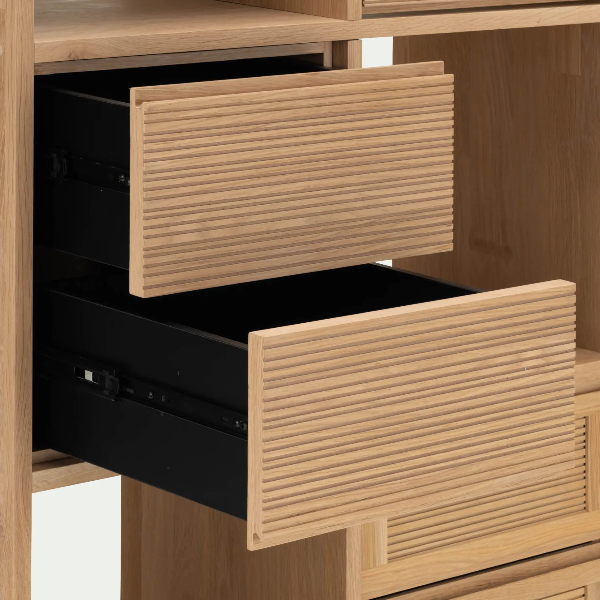 Bloc de 2 tiroirs en chêne strié L40cm - bois clair