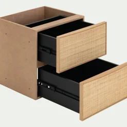 Bloc de 2 tiroirs en chêne et raphia L40cm - bois clair