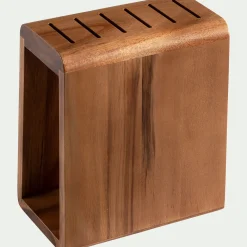 Bloc rangement de couteaux en acacia - bois foncé