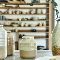 Bocal avec couvercle 0,75L en grès - beige