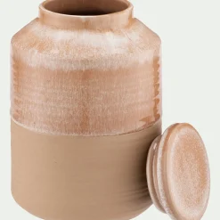 Bocal avec couvercle 1L en grès - beige