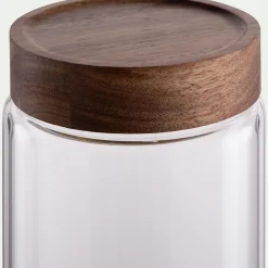 Bocal de conservation en verre avec couvercle en acacia 2L - transparent