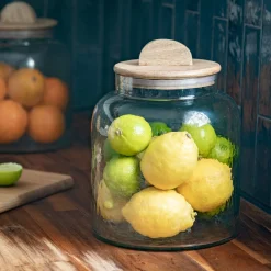 Bocal en verre avec couvercle en manguier 3,5L - transparent