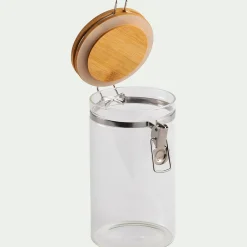 Bocal en verre avec couvercle en bambou 1L - transparent