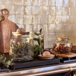 Bocal en verre avec couvercle en manguier 3L - transparent