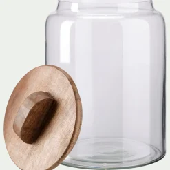 Bocal en verre avec couvercle en manguier 3L - transparent