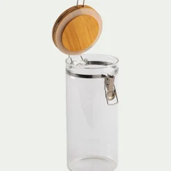 Bocal en verre avec couvercle en bambou 1,4L - transparent