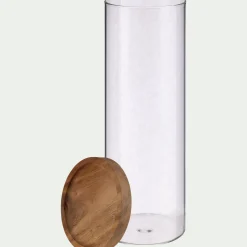 Bocal en verre avec couvercle en acacia 1,5L - transparent