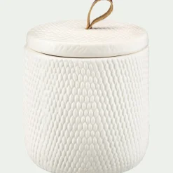 Boite déco en grès - blanc D11xH11cm