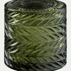 Boite déco en verre - vert D8,8xH8,4cm