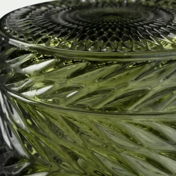 Boite déco en verre - vert D8,8xH8,4cm